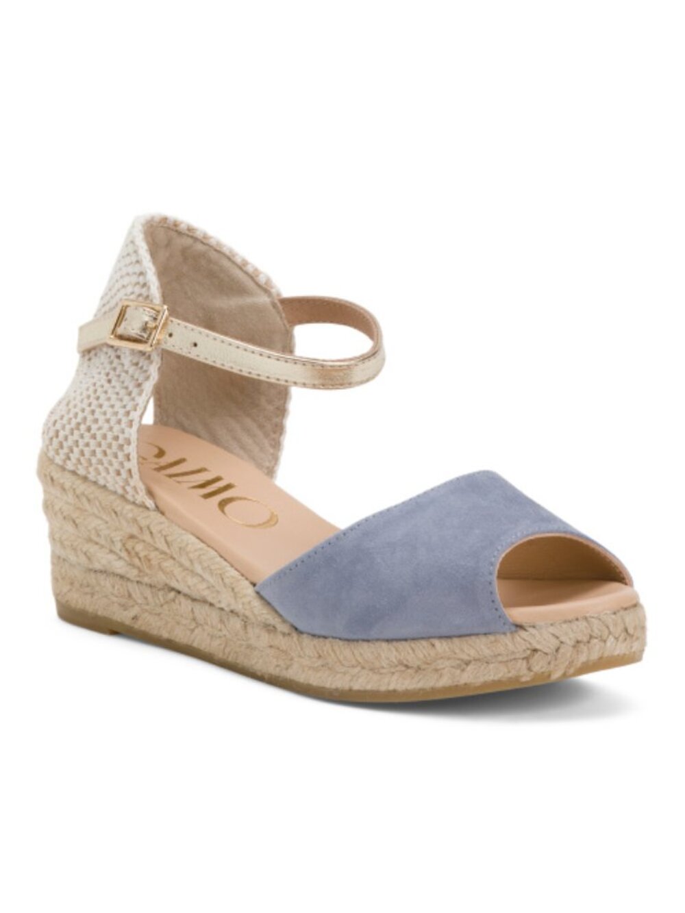 GAIMO Made In Spain Suede Espadrille Wedge Sandals With Ankle Straps
